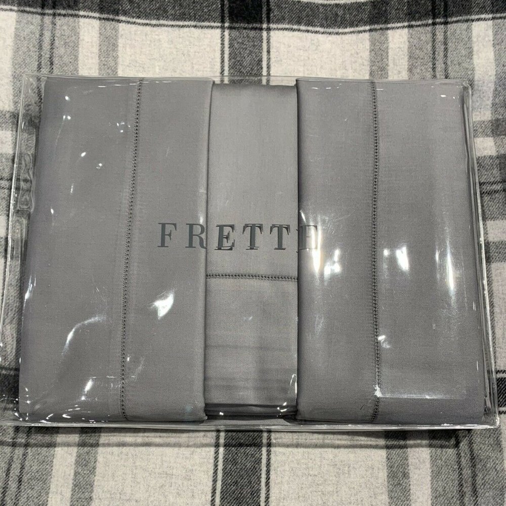 FRETTE MONZA CAL KING 4 PIECE SHEET SET SATEEN STEEL